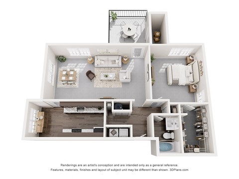 Floor plan for 1 bed, 1 bath, 928 sqft